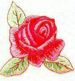 JKM Rose with 3 Leaves Applique (Iron On)