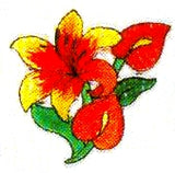 JKM Orange/Red Flower Applique (Stick On)