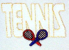 JKM White Tennis with Red and Blue Rackets Applique (Iron On)