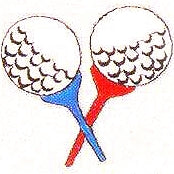 JKM Red and Blue Golf Tees Applique (Iron On)