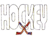 JKM White Hockey with Hockey Sticks Applique (Stick On)