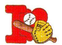 JKM Red I Love Baseball Applique (Stick On)