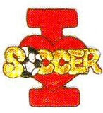 JKM Red I Love Soccer Applique (Stick On)