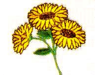JKM 3 Sunflowers on Stem Applique (Iron On)