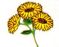 JKM 3 Sunflowers on Stem Applique (Stick On)