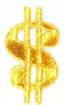 JKM Large Gold Dollar Sign Applique (Iron On)