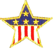 JKM Small Flag Star with Gold Edge Applique (Iron On)