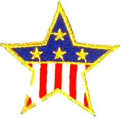 JKM Medium Flag Star with Gold Edge Applique (Iron On)