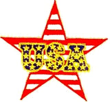 JKM USA with Gold Stars on Red and White Striped Star Applique (Iron On)
