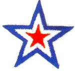 JKM Blue & White and Red Star Applique (Iron On)
