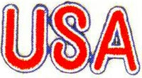 JKM Red USA Letters with Blue and White Border Applique (Stick On)