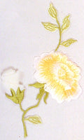 JKM White Rosebud with Blooming Flower Applique (Iron On)