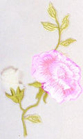 JKM White Rosebud with Blooming Flower Applique (Iron On)