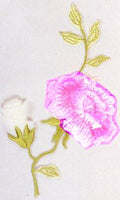 JKM White Rosebud with Blooming Flower Applique (Iron On)