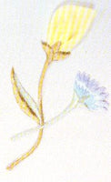 JKM Yellow Closed Rose with Blue Flower Applique (Stick On)