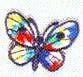 JKM Red/Blue/Yellow Multi Butterfly Applique (Iron On)