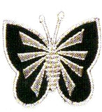 JKM Black/Silver Butterfly Front Applique (Iron On)