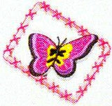 JKM Hot Pink Butterfly in Frame Applique (Iron On)