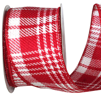 JKM Twill Peppermint Plaid Ribbon Wire Edge