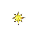 JKM 8 Point Gold Star with Blue Outline Applique Stick On