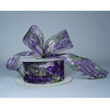 JKM Grapes Sheer with Satin Stripes - 2" Width