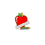 JKM Apple & Ruler and Pencil Applique Stick On