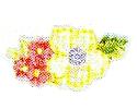 JKM Red/Yellow Floral Cluster Applique (Iron On)