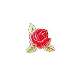 JKM Rose with 3 Leaves Applique Stick On