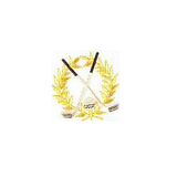 JKM Gold Wreath with Silver Clubs and Silver Ball Applique Stick On