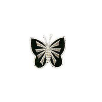 JKM Black/Silver Butterfly Front Applique Iron On