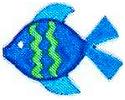 JKM Small Wavy Blue and Green Fish with Blue Tail Applique (Stick On)
