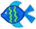 JKM Small Wavy Blue and Green Fish with Blue Tail Applique (Stick On)