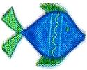 JKM Small Striped Blue and Green Fish with Green Tail Applique (Stick On)