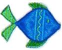 JKM Small Striped Blue and Green Fish with Green Tail Applique (Stick On)