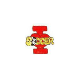 JKM Red I Love Soccer Applique Stick On