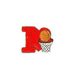 JKM Red I Love Basketball Applique Stick On
