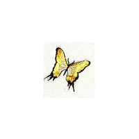 JKM Yellow/Black/Silver Butterfly Applique Iron On