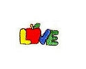 JKM Small Love with Apple & Green 'e' Applique (Iron & Stick On)