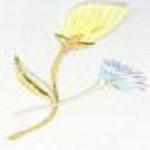 JKM Yellow Closed Rose with Blue Flower Applique (Stick On)