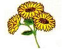 JKM 3 Sunflowers on Stem Applique (Stick On)