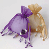 JKM Sheer Bag with Beaded Trim and Flower