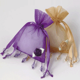 JKM Sheer Bag with Beaded Trim and Flower