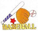JKM Baseball with Bat, Glove, Ball Applique Stick On