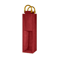 JKM Jute Wine Bag-Wooden Handle,Clear Window