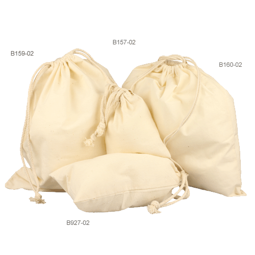 JKM Rounded Cotton Bags with Drawstrings