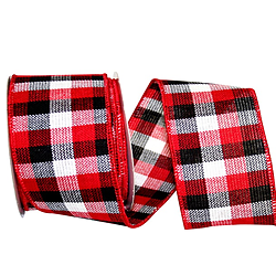 Cabin Natural Woolen Buffalo Check Ribbon Wire Edge