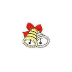 JKM Gold and Silver Bells with Red Bow Applique Stick On