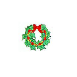 JKM Wreath with Red Ribbon Applique Iron On