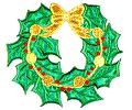 JKM Wreath with Gold Ribbon Applique (Iron On)