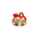 JKM Christmas Bells with Red Ribbon Applique Stick On